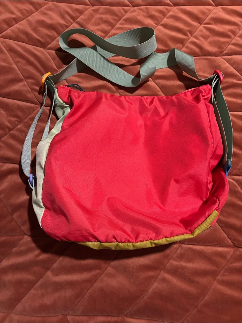 cotopaxi Colorblock Crossbody Bag in Navy, Peach, Red, Cream, Yellow, Purple